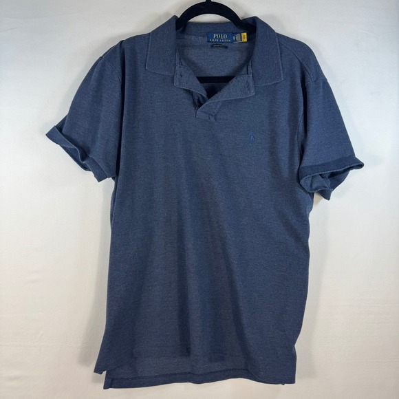Polo Ralph Lauren Other - Polo Ralph Lauren Mens XL Custom Slim Fit Mesh Polo Shirt Heather Navy Blue